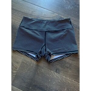 Savage Barbell Womens Black White Striped Booty Shorts Athletic CrossFit Large